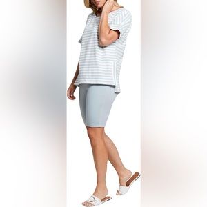 Tribal Women's Short sleeve Boat Neck Top W/Side Slits, size small